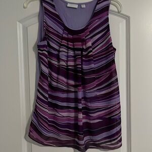 New York and Company, sleeveless, abstract print blouse.